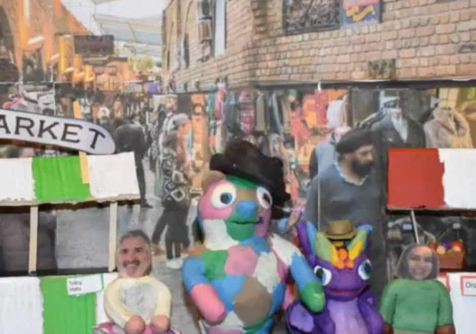 Animated Tour of London with Fred and Firestorm 4 Plasticene figures with stick-on photos of the heads of Pure's Joe and Gayatari
