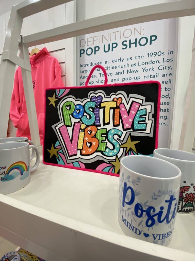 Pure Pop-Up Returns at Stockport Merseyway 3 Mugs on a shelf