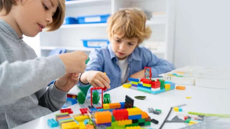 Children playing with lego
