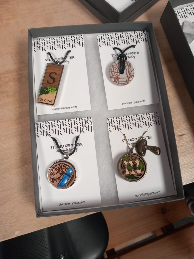 a group of necklaces in a box